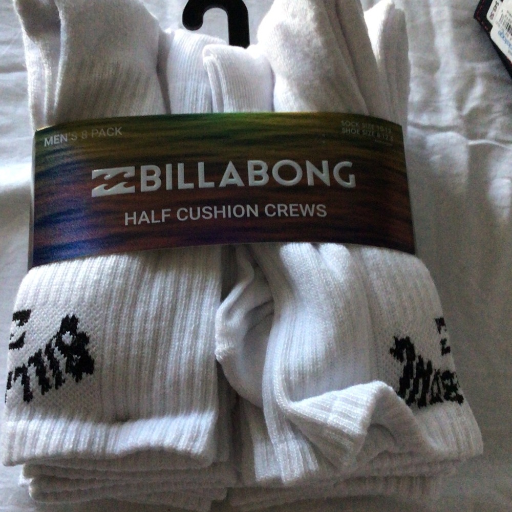 Billabong White Crew Athletic Socks - Pack